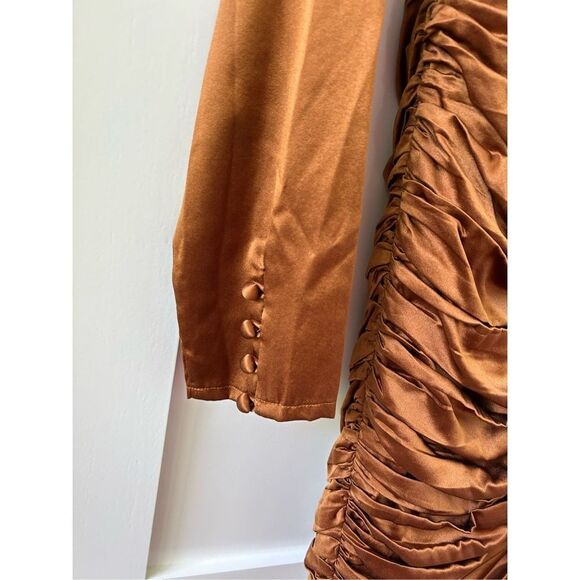Retrofete Brea Ruched Silk-Blend Satin Mini Dress Size Large - Picture 11 of 11